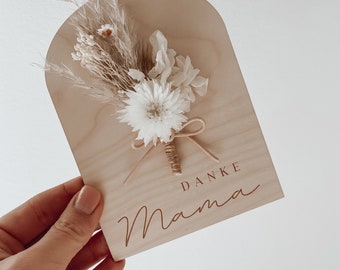 Wooden plaque "Mama" including dried flowers, gift for Mother's Day, thank you mom, best mom,