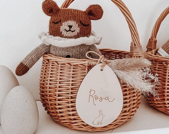 Easter basket for children, made of willow, personalized, including Easter egg pendant, Easter gift