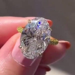 5 CT Oval Cut Moissanite Engagement Ring Hidden Halo Ring 14K Gold Wedding Ring Oval Solitaire Ring Anniversary Ring For Women Promise Ring