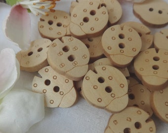 10 Holz Marienkäfer Knöpfe 17 mm Knopf Kinderknöpfe Babyknöpfe klein Jungen Mädchen Baby Kinder braun gelb hell button 2 Loch Hole Käfer