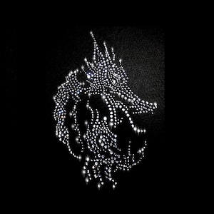 XL Strass Applikation Drache Kralle Dragon Bügelbild hot fix Applikationen Strasssteine rhinestone Horror Fantasy Helloween china Bild 1