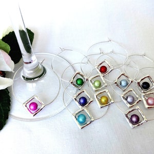 Glasstiften Glasstiften kleurrijk kattenoog set van 12 verzilverde glazen hangerring Mirakel champagneglas wijnglas glaswerk feestkubus bruiloft