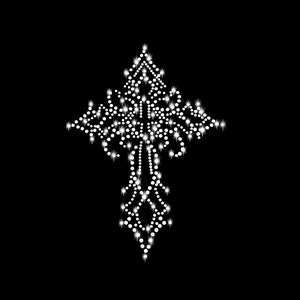 XL Strassapplikation Kors Stryk-på Applikation Strass Gotisk Strass Stryk-på Jesus Religion Gud Kyrka Helig INRI