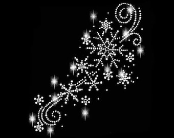 Rhinestone Snowflake Applique Iron-on Applique Rhinestones Winter Christmas Snow Ice Snowflake Snow Ornament