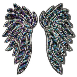 35 cm wings sequins black patch wings application hot fix iron-on application angel wings angel sequins patch black gold colorful