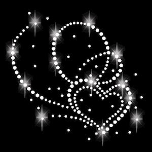 May include: A design of white sparkling circles and stars on a black background.