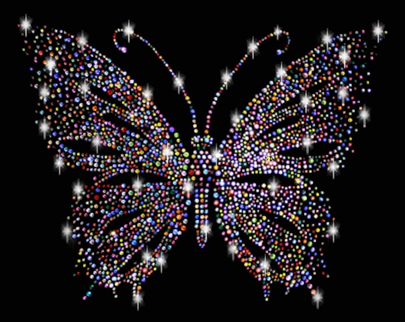 XL Strass Applikation Schmetterling Butterfly Bügelbild hot fix Applikationen Strasssteine rhinestone aufbügeln iron bunt mix Sommer Insekt Bild 1