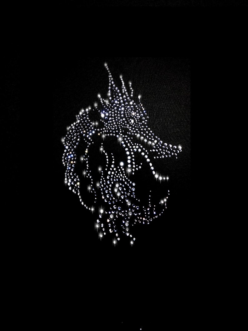 XL Strass Applikation Drache Kralle Dragon Bügelbild hot fix Applikationen Strasssteine rhinestone Horror Fantasy Helloween china Bild 1