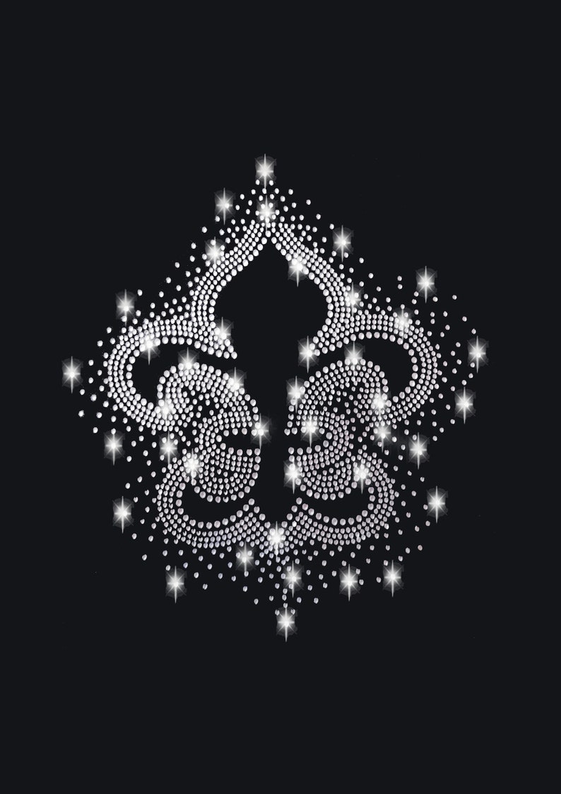 XL Lily Fleur De Lis Rhinestone Application Ironing Image Application hot fix Applications Rhinestones Rhinestone Iron Princess King Nobility image 1