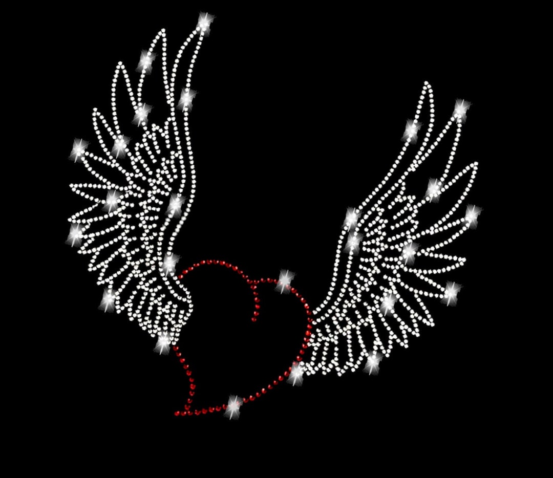 Bügelbild Bügelbilder Love Herz Flügel Applikationen Herzen Wings - Etsy Applikation Strasssteine Fix Liebe Rot Red Strass Rhinestone Hot Heart