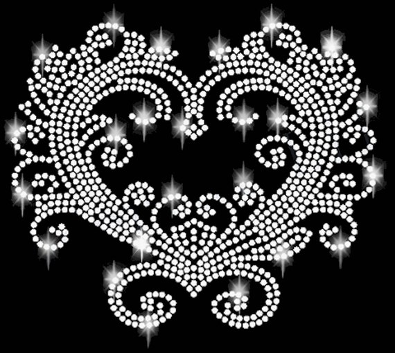 Strass Herz Schleife Applikation Bügelbild hot fix Applikationen Strasssteine rhinestone Liebe heart love Bügelbilder Barock schnörkel