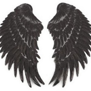 34 cm Wings Sequins black Temple Picture wings Application hot fix Ironing Pictures Applications Angel Wings Angel Devil Sequins Patch black