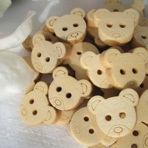 10 boutons ours en bois 13 x 11 mm bouton boutons enfants boutons bébé petits garçons filles bébé enfants marron jaune clair bouton 2 trous petit