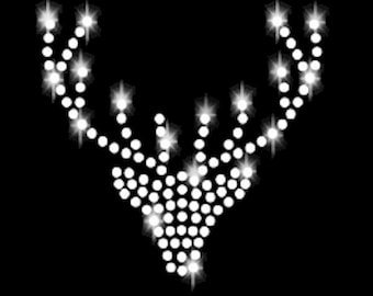 Rhinestone Application Deer Antlers Wiesn Rhinestones iron-on hot fix Applications Rhinestones rhinestone deer Oktoberfest Munich Tracht