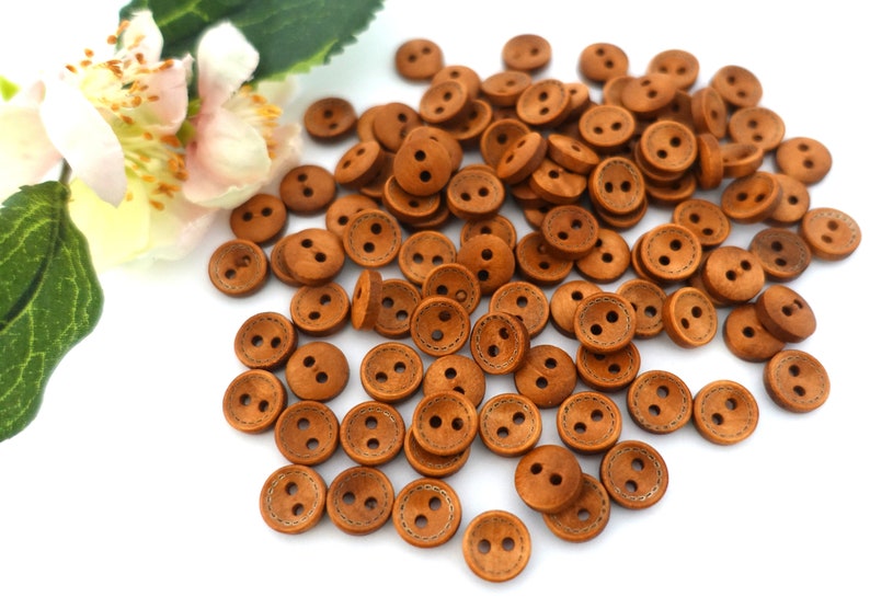 10 wooden round buttons 10 mm seam vintage wooden button traditional costume Oktoberfest Wiesn jacket baby children natural small button 2 hole hole brown medium brown image 3