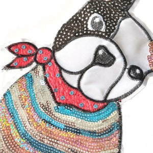 25 cm paillettenapplicatie hond applicaties pailletten patch kinderdier hond boxer strijkafbeelding kleurrijk roze blauw turquoise zilver zwart
