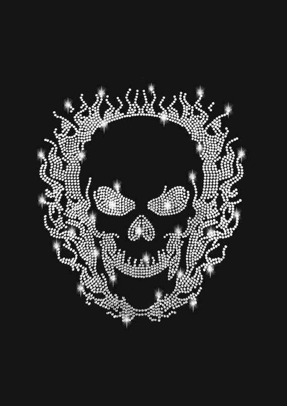 6er set Applikationen zum aufbügeln Totenkopf, Strass Motiv Bügelbild