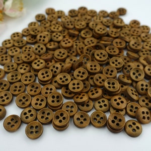 10 boutons ronds en bois 10 mm arqué marron foncé bouton rétro costume Oktoberfest Wiesn veste bébé enfants bouton dirndl naturel 4 trous trou marron image 6