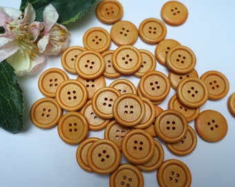 10 Holz Rund Knöpfe 20 mm Vintage Retro Knopf Tracht Oktoberfest Wiesn Jacke Baby Kinder Natur Dirndl button 4 Loch Hole braun Mittelbraun