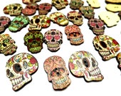 5 wooden buttons SUGER SKULL skull 25mm boys skull Helloween ghost ghost button 2 hole hole button boys colorful big XL cool flowers