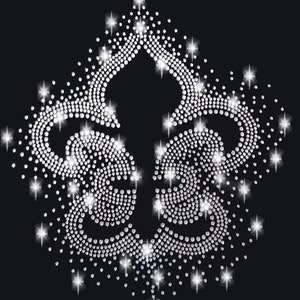 XL Lilie Fleur De Lis Strass Applikation Bügelbild Applikation hot fix Applikationen Strasssteine rhinestone aufbügeln Prinzessin König Adel Bild 3