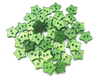 10 star buttons 14 mm green glitter shimmer plastic star mix kids buttons uni boys 2 hole baby buttons button baby child small star silver