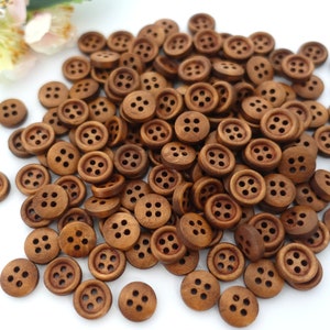 10 Wood Round Buttons 11.5mm Brown Brown Medium Brown Vintage Retro Button Costume Oktoberfest Wiesn Jacket Baby Kids Nature Dirndl button 4 Hole Hole