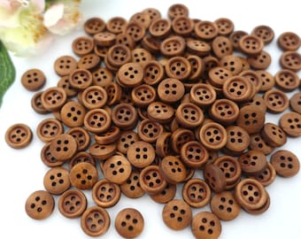 10 houten ronde knoppen 11,5 mm bruin bruin medium bruin vintage retro knop kostuum Oktoberfest Wiesn jas Baby Kids Nature Dirndl knop 4 gat gat