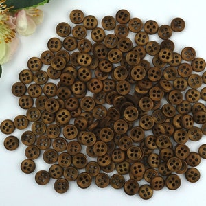 10 boutons ronds en bois 10 mm arqué marron foncé bouton rétro costume Oktoberfest Wiesn veste bébé enfants bouton dirndl naturel 4 trous trou marron image 4