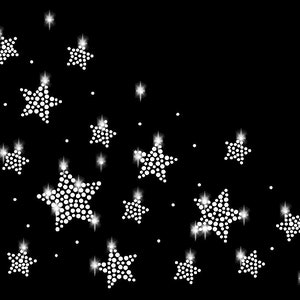 May include: A black background with white sparkling stars scattered across the image. The stars are made of small white dots that create a sparkly effect.