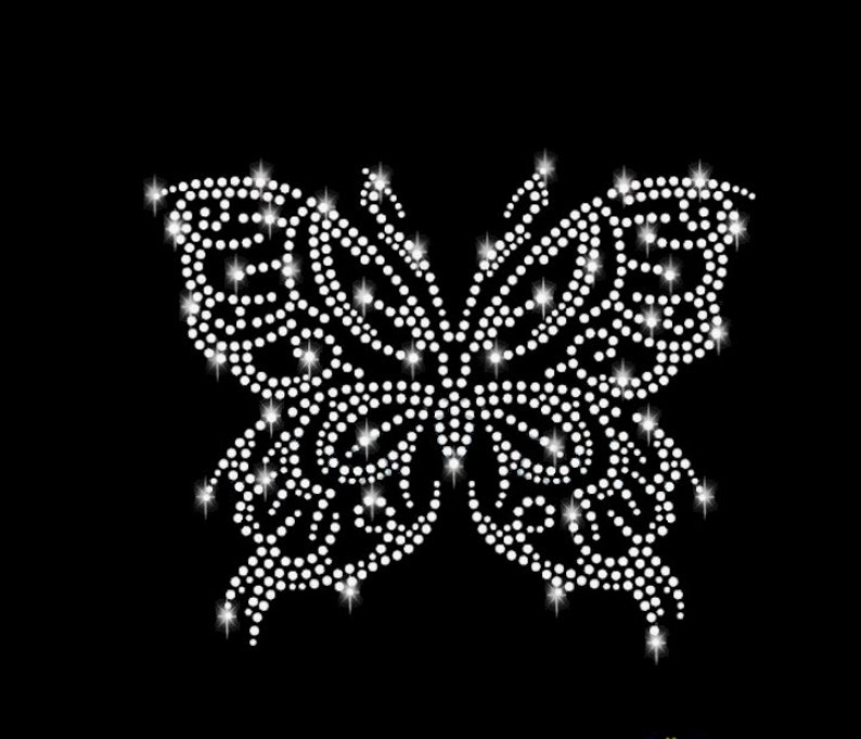 Strass Applikation Schmetterling Butterfly Bügelbild hot fix Applikationen Strasssteine rhinestone aufbügeln iron on Frühling Sommer Insekt Bild 3