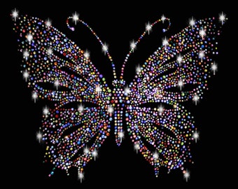 Strass Applikation Schmetterling Butterfly Bügelbild hot fix Applikationen Strasssteine rhinestone aufbügeln iron on bunt mix Insekt Sommer