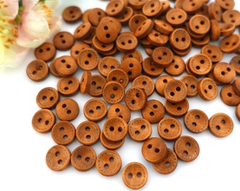 10 houten ronde knoppen 10 mm naad vintage houten knop kostuum Oktoberfest Wiesn jas baby kinderen natuurlijke kleine knop 2 gaten gat bruin middelbruin