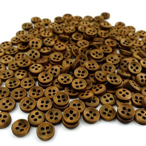 10 boutons ronds en bois 10 mm arqué marron foncé bouton rétro costume Oktoberfest Wiesn veste bébé enfants bouton dirndl naturel 4 trous trou marron image 7