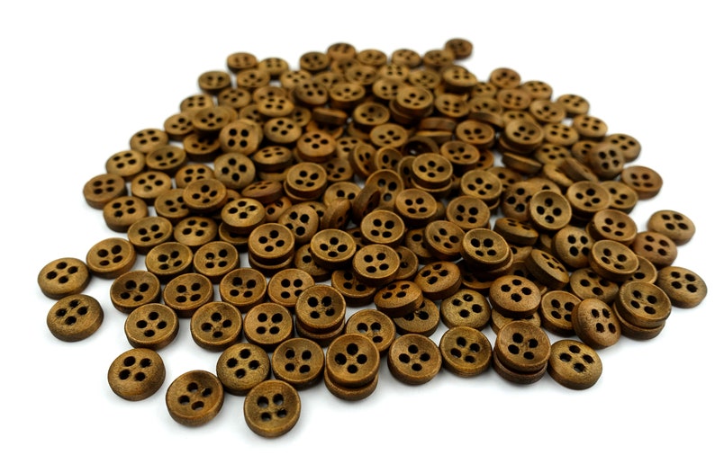 10 boutons ronds en bois 10 mm arqué marron foncé bouton rétro costume Oktoberfest Wiesn veste bébé enfants bouton dirndl naturel 4 trous trou marron image 7