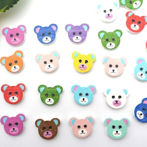 10 bottoni con orsetto in legno bottone da 18 x 15 mm bottoni per bambini bottoni per neonati piccoli ragazzi ragazze neonati bambini colorati bottoni multicolori 2 fori foro piccolo