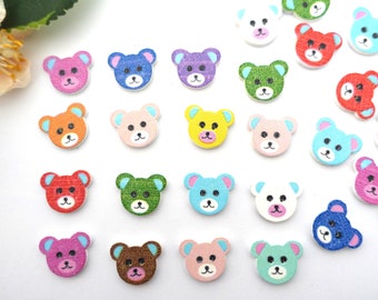 10 Wooden Bear Bears Buttons 18 x 15 mm Button Kids Buttons Baby Buttons Small Boys Girl Baby Kids Colorful Multicolored button 2 Hole Hole Small