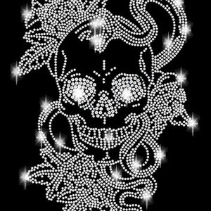 Rhinestone applique skull suger skull snake skull iron-on patch applique hot fix rhinestones iron on gothic rhinestone snake