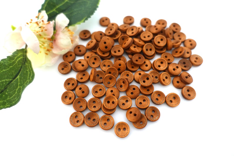 10 wooden round buttons 10 mm seam vintage wooden button traditional costume Oktoberfest Wiesn jacket baby children natural small button 2 hole hole brown medium brown image 4
