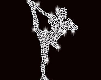 Rhinestone iron-on transfer, figure skater applique, hotfix iron-on patches, rhinestone appliques, rhinestone iron-on, sport, figure skating, girl