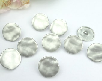 3x Metall Ösen Knöpfe silber rund gewellt 18 mm Metall Knopf asymetrisch Damen Tracht 2 Loch Jackenknöpfe Metallknöpfe edel asymetrisch edel