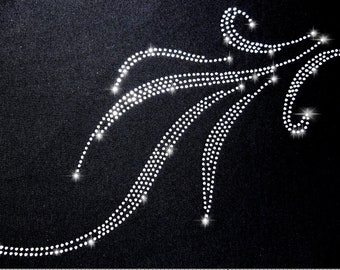Rhinestone applique wave ornament iron-on hot fix applique rhinestone necklace neckline neckline wave tendril Trival