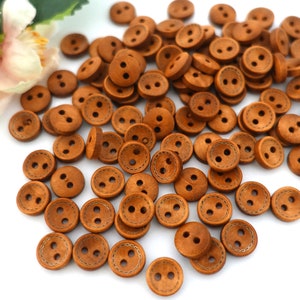 10 wooden round buttons 10 mm seam vintage wooden button traditional costume Oktoberfest Wiesn jacket baby children natural small button 2 hole hole brown medium brown image 2