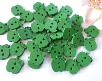 10 boutons en bois boutons pomme bouton bois pomme boutons verts 15 x 16 mm bouton boutons enfant boutons bébé petits garçons filles bébé enfants bouton 2 trous