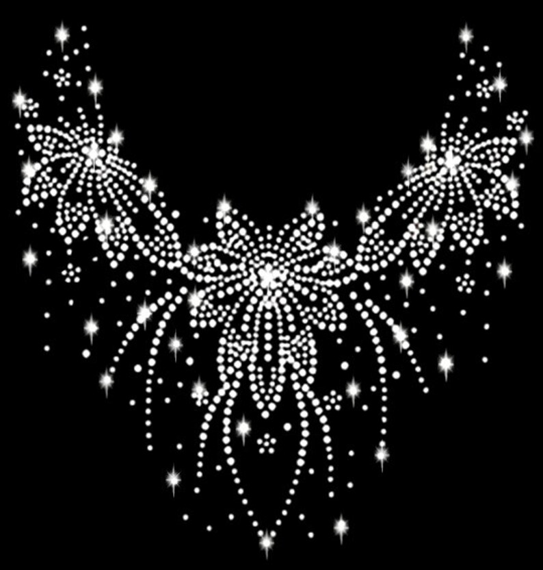 Strass Blumen Dekolleté Kette Applikation Bügelbild hot fix Applikationen Strasssteine rhinestone necklace Blume flower neckline Ausschnitt Bild 3