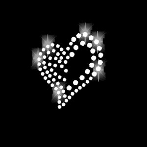 Strass 5 cm Herz Applikation Ornament Bügelbild hot fix Applikationen Strasssteine rhinestone Herzen Liebe heart love Symbol klein silber