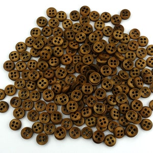 10 boutons ronds en bois 10 mm arqué marron foncé bouton rétro costume Oktoberfest Wiesn veste bébé enfants bouton dirndl naturel 4 trous trou marron image 5