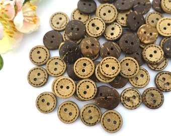 10 Holz Rund Knöpfe 10 mm Vintage Kokos Knopf Tracht Oktoberfest Wiesn Jacke Baby Kinder Natur Dirndl button 2 Loch Hole braun Dunkelbraun