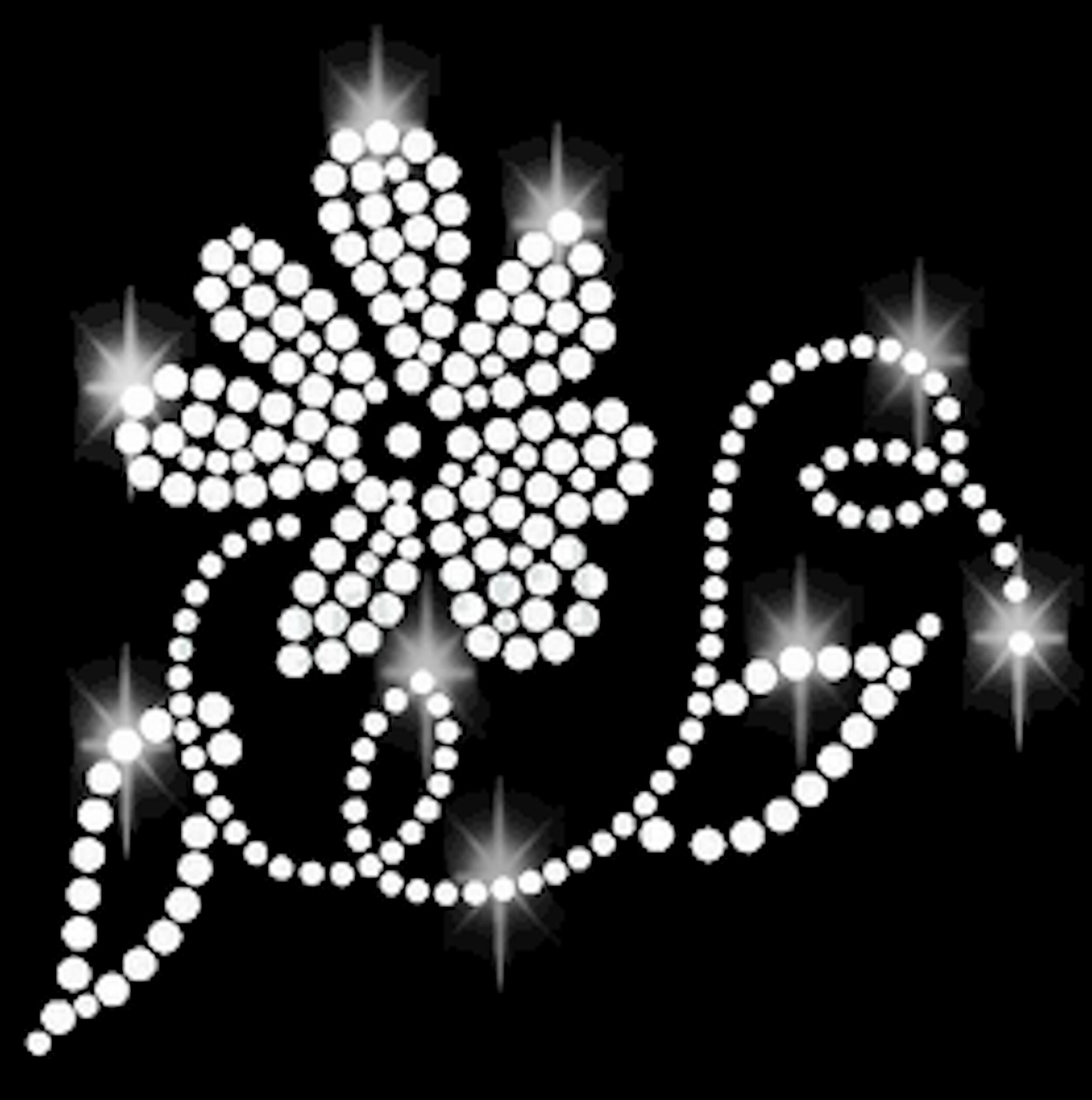 Rhinestone Flower Blossom Appliqué Ornament Iron-on Hot Fix