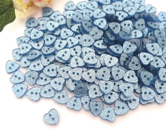 10 Heart Heart Buttons 12 x 13 mm Light Blue Glitter Shimmer Plastic Kids Buttons uni 2 Hole Baby Buttons Button Baby Child small heart blue